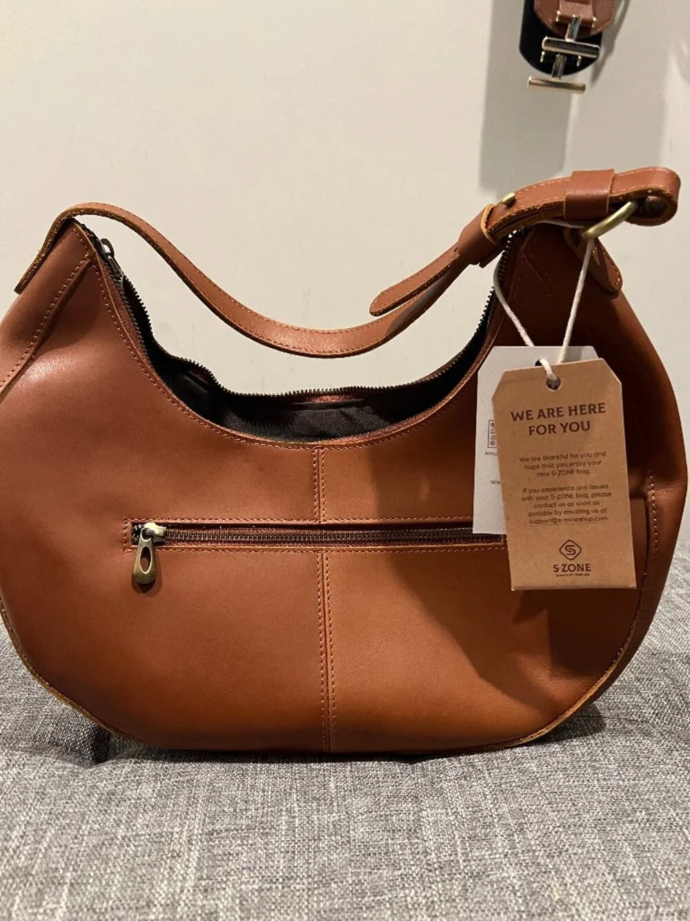 S-ZONE Top Grain Leather Shoulder Bags for Women Hobo Crescent Bag Handbags Purs